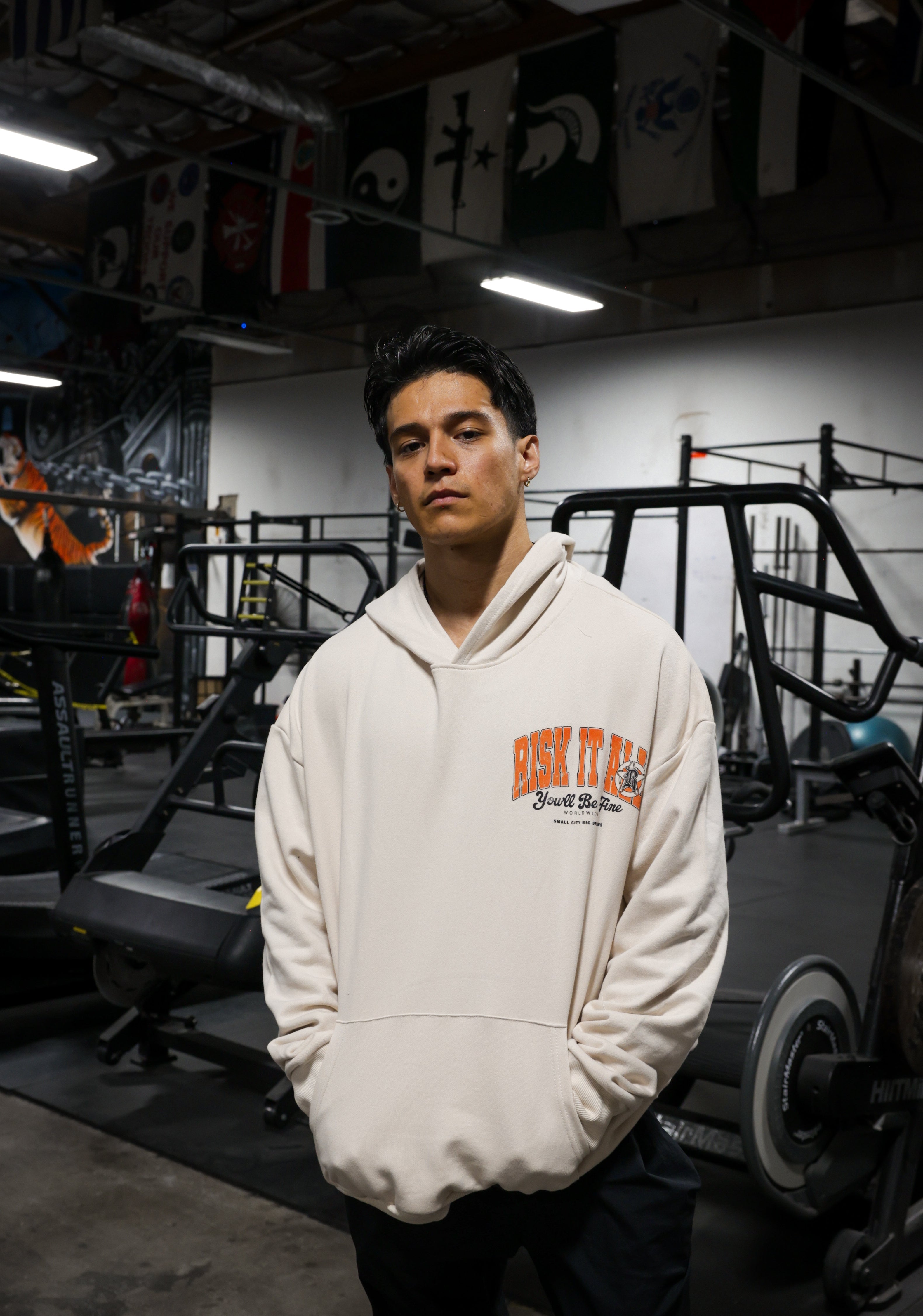 RISK IT ALL - Signature Hoodie - Oversized Fit - Off White